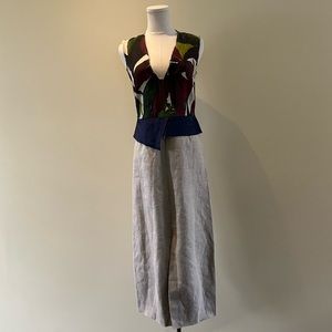 Erika Cavallini painted linen & silk dress size 2